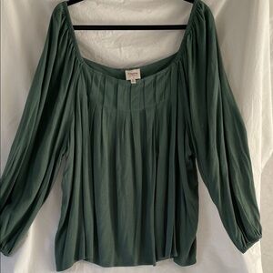 Hayden Los Angeles Deep Green Pintuck Women's Blouse